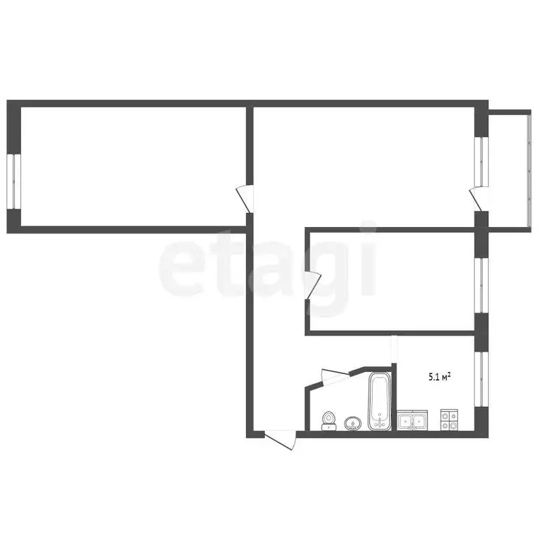 Квартира, 3 комнаты, 59 м - Фото 1