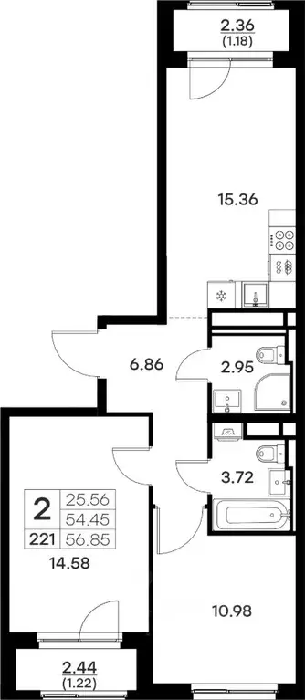 2-к кв. Владимирская область, Владимир  (56.85 м) - Фото 0