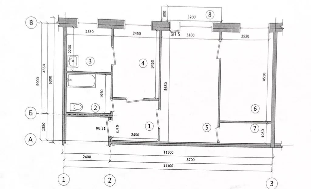3-комнатная квартира: Нерчинск, Красноармейская улица, 80 (54.6 м) - Фото 1
