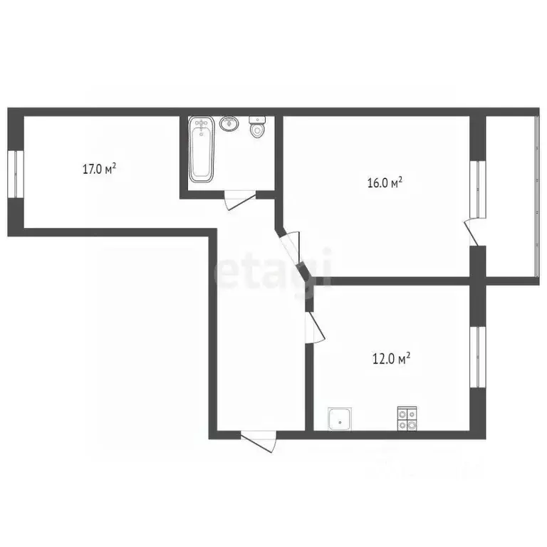 2-к кв. Тамбовская область, Тамбовский муниципальный округ, д. ... - Фото 2