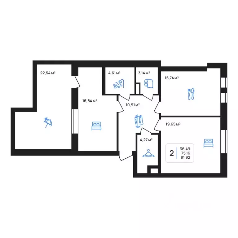 2-к кв. Липецкая область, Липецк Авторский жилрайон,  (81.92 м) - Фото 1