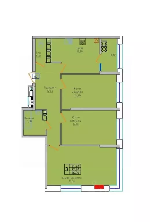 3-к кв. Ставропольский край, Ставрополь ул. 45-я Параллель, 52А (86.0 ... - Фото 1