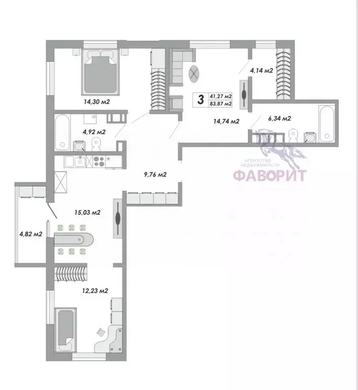 3-комнатная квартира: Оренбург, Северо-Восточный жилой район, ... - Фото 1