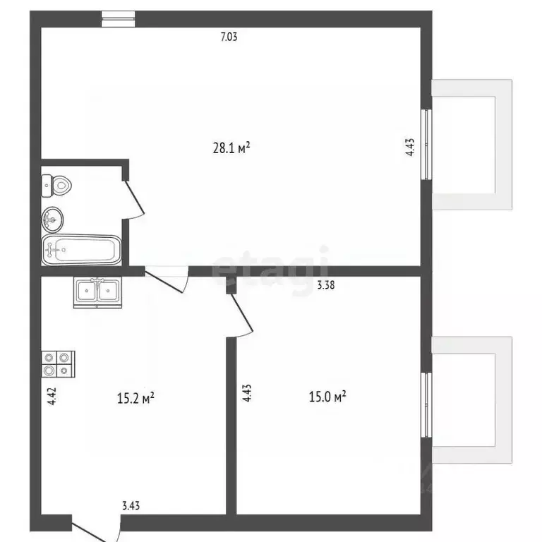 2-к кв. Белгородская область, Белгород ул. Толстого, 49 (60.9 м) - Фото 1