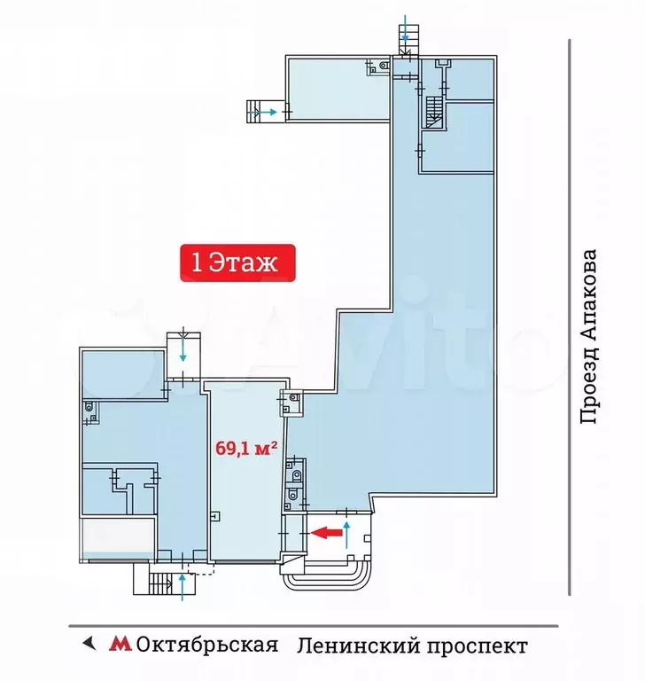 Аренда Торгового помещения у метро - 69,1 м - Фото 0