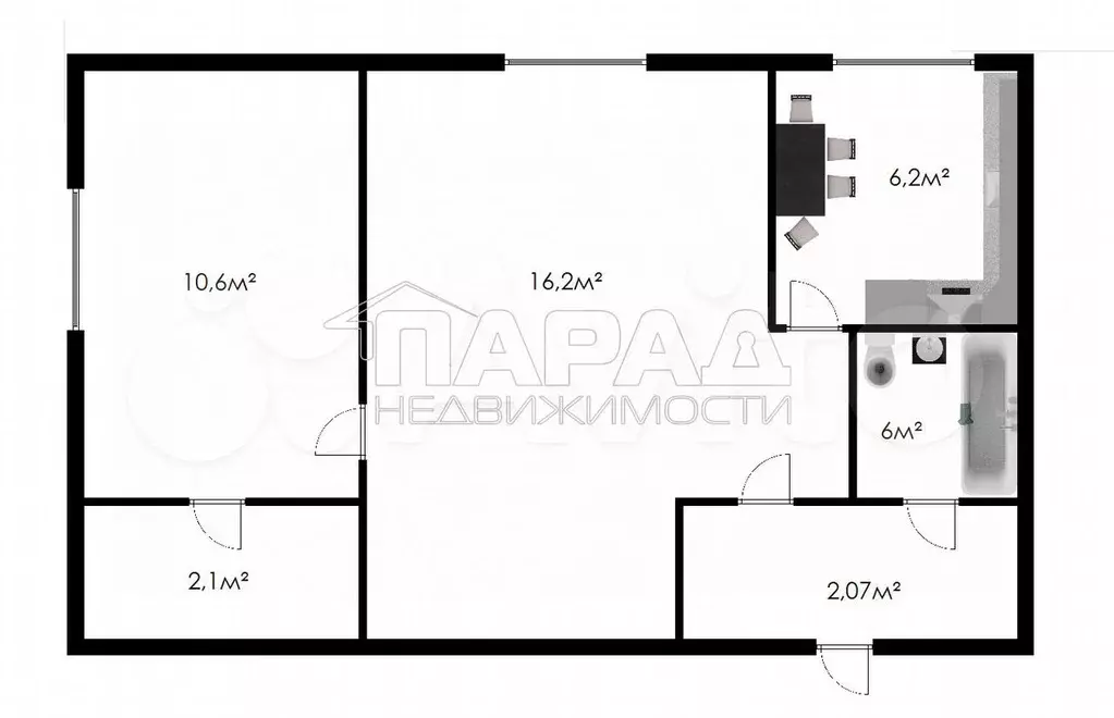 2-к. квартира, 40,7 м, 1/4 эт. - Фото 0