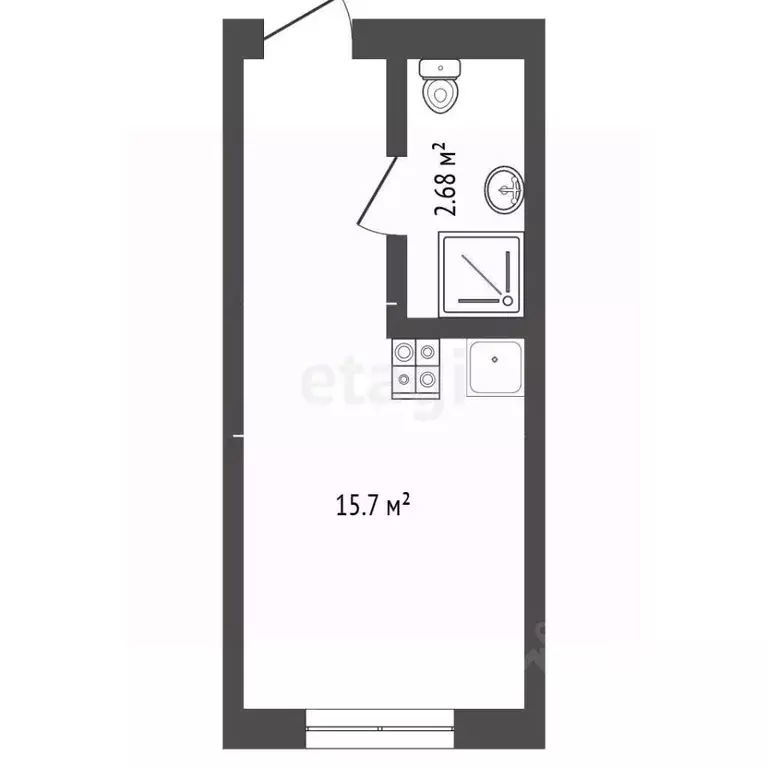 Студия Москва Аминьевское ш., 5 (15.6 м) - Фото 1