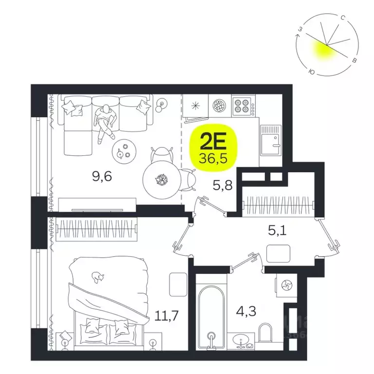 2-к кв. Свердловская область, Екатеринбург Южная Ботаника жилрайон, ... - Фото 1
