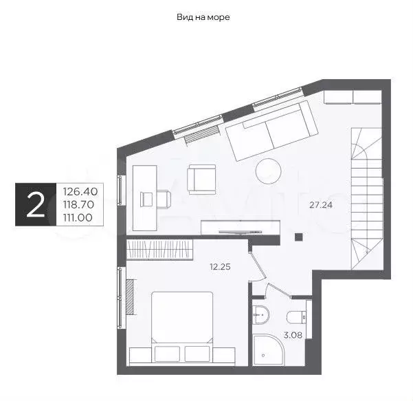 2-к. квартира, 126,4 м, 1/4 эт. - Фото 1