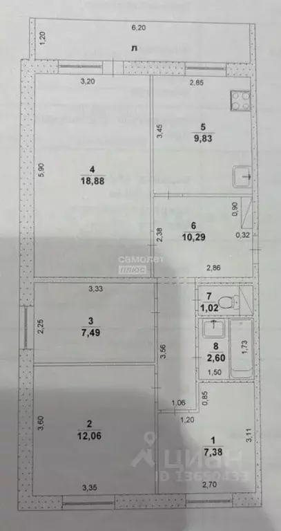 4-к кв. Ульяновская область, Ульяновск Промышленная ул., 67 (69.55 м) - Фото 2