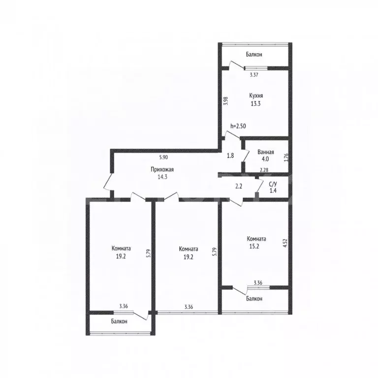 3-к кв. Краснодарский край, Краснодар проезд Репина, 42 (90.0 м) - Фото 2