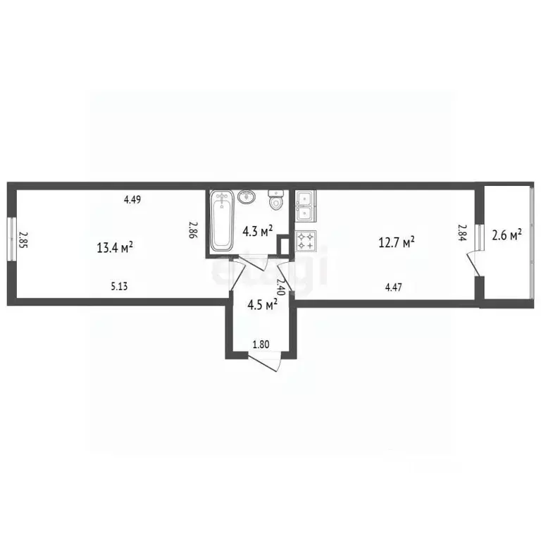 1-к кв. Ленинградская область, Мурино Всеволожский район, ул. ... - Фото 2