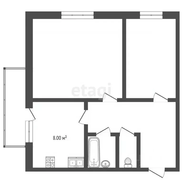 2-к кв. Севастополь ул. Генерала Лебедя, 12 (50.0 м) - Фото 1