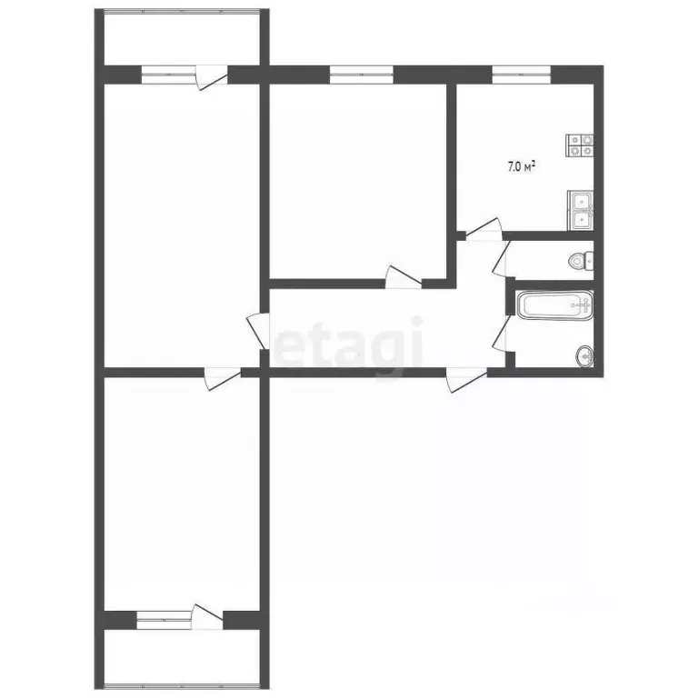 3-к кв. Московская область, Луховицы ул. Жуковского, 33 (62.0 м) - Фото 1