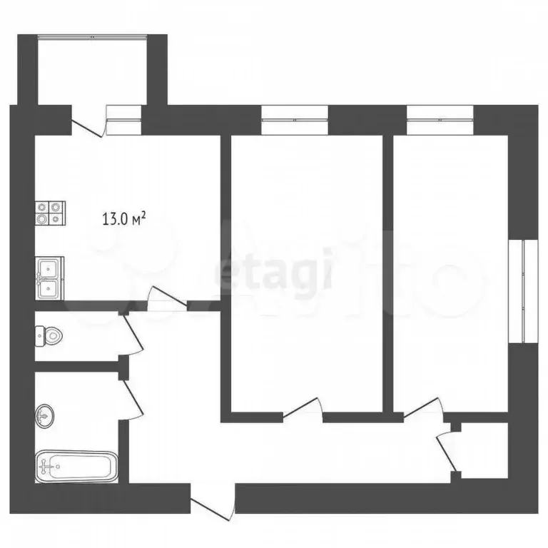 2-к. квартира, 63,4 м, 7/9 эт. - Фото 0