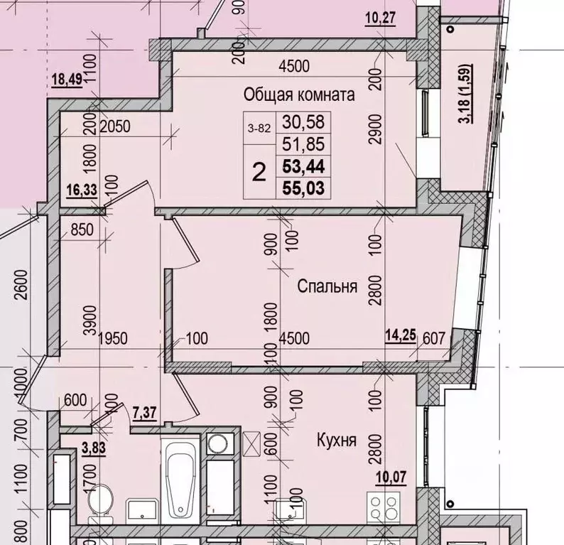 2-к кв. Саха (Якутия), Якутск ул. Чкалова, 47 (53.44 м) - Фото 1