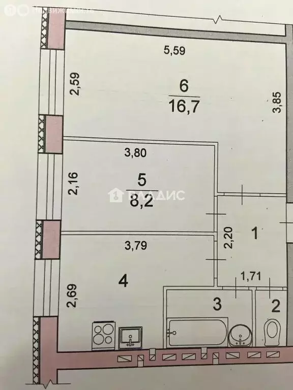 2-комнатная квартира: Волгоград, улица Ломоносова, 74 (41 м) - Фото 1