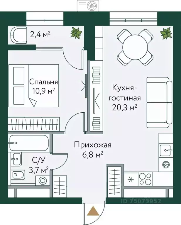 1-к кв. Волгоградская область, Волгоград Новосибирская ул., 74с1 (44.1 ... - Фото 0