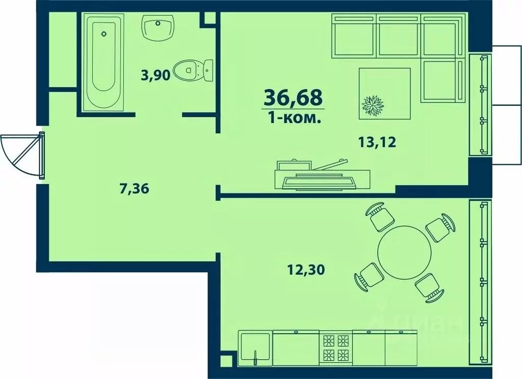 1-к кв. Башкортостан, Уфа ул. Ивана Спатара, 14 (36.68 м) - Фото 0