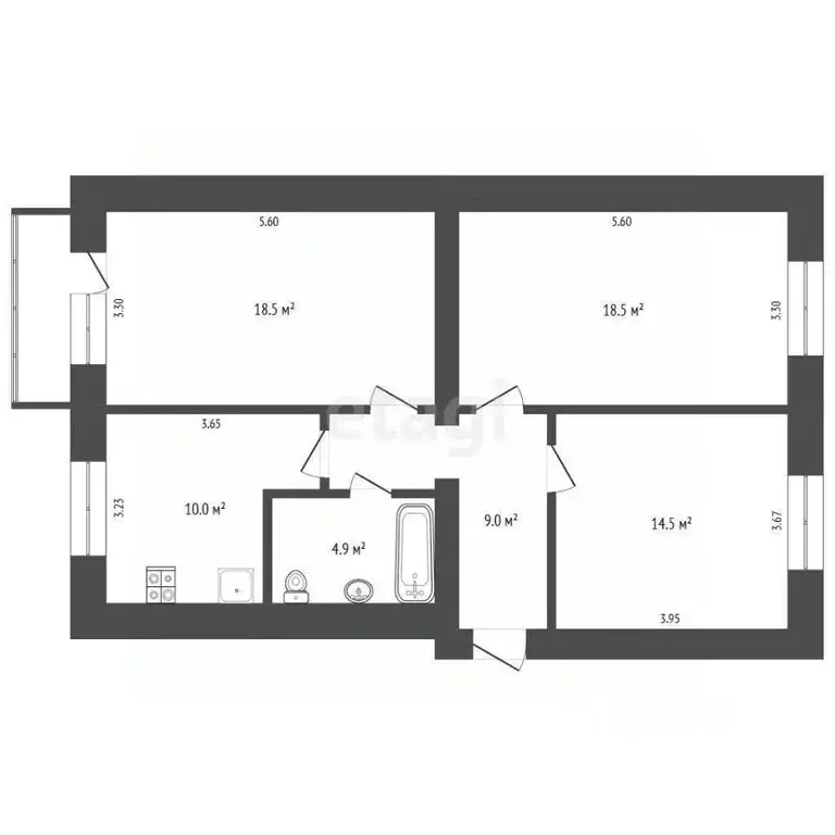 3-к кв. Омская область, Омск ул. Пушкина, 76 (75.4 м) - Фото 1