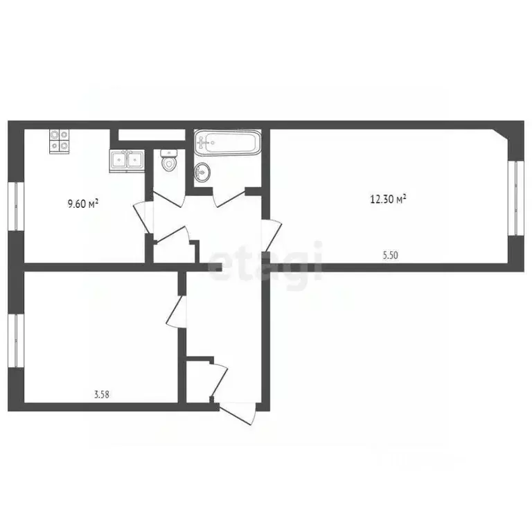 2-к кв. Ямало-Ненецкий АО, Муравленко ул. Ленина, 83 (51.1 м) - Фото 1