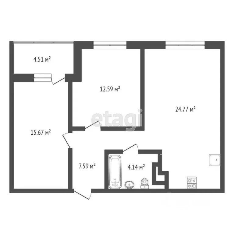 2-к кв. Тюменская область, Тюмень ул. Газовиков, 79 (67.0 м) - Фото 1