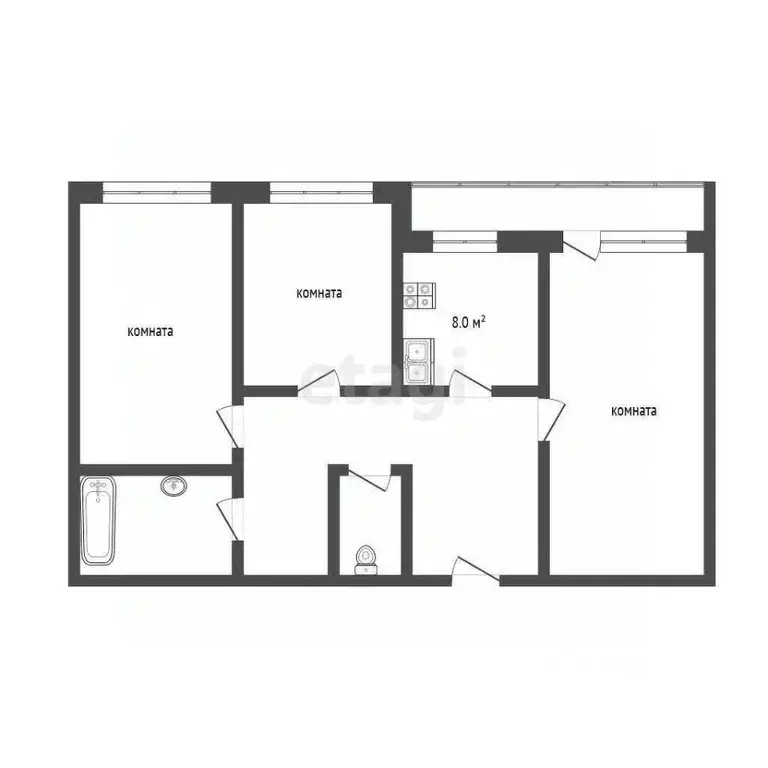 3-к кв. Москва Мосфильмовская ул., 11к3 (78.3 м) - Фото 1