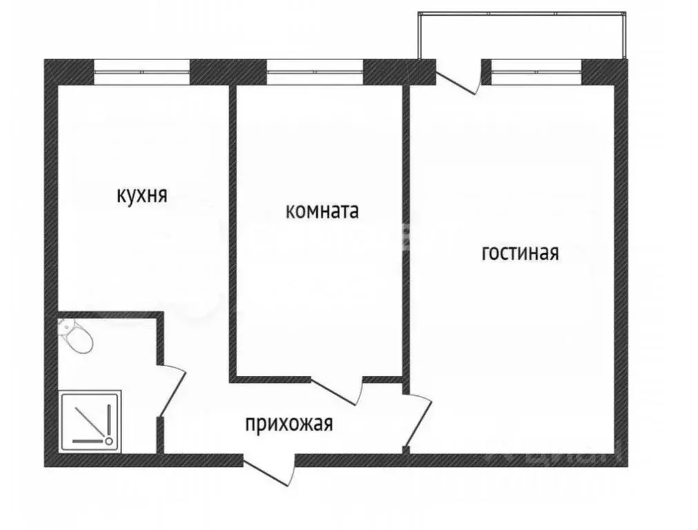 2-к кв. Кемеровская область, Ленинск-Кузнецкий ул. Зварыгина, 8 (44.52 ... - Фото 1