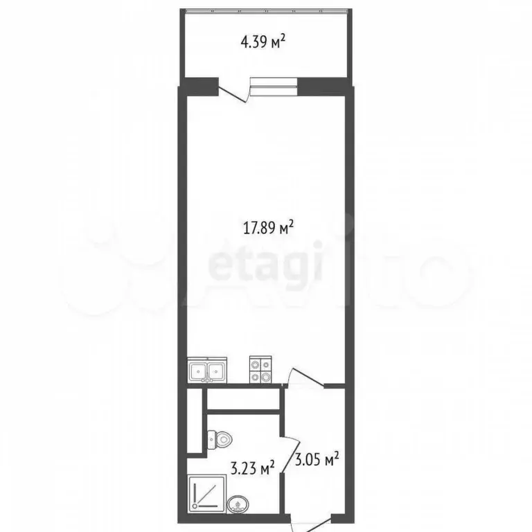 Квартира-студия, 25,5 м, 9/25 эт. - Фото 0