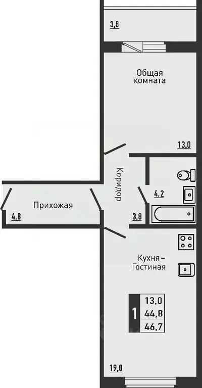 1-к кв. Орловская область, Орловский район, д. Жилина ул. Садовая, 2к1 ... - Фото 0