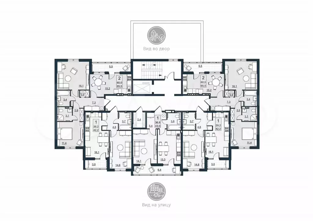 2-к. квартира, 60 м, 2/10 эт. - Фото 1