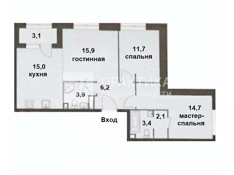 3-к кв. Москва ул. Вильгельма Пика, 1 (72.9 м) - Фото 2
