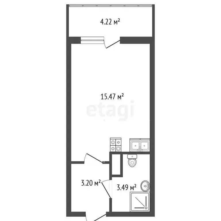 Квартира-студия: деревня Янино-2, Рябиновая улица, 5 (22 м) - Фото 1