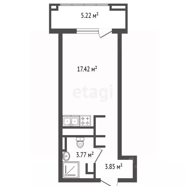 Студия Санкт-Петербург ул. Среднерогатская, 13к1 (25.6 м) - Фото 2