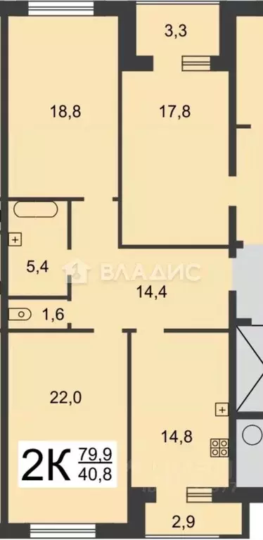 2-к кв. Нижегородская область, Нижний Новгород ул. Бориса Панина, 7к3 ... - Фото 2