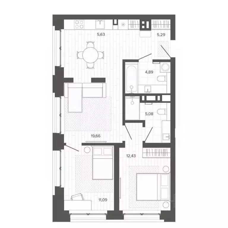 3-к кв. Алтайский край, Барнаул Жилплощадка мкр,  (64.07 м) - Фото 1