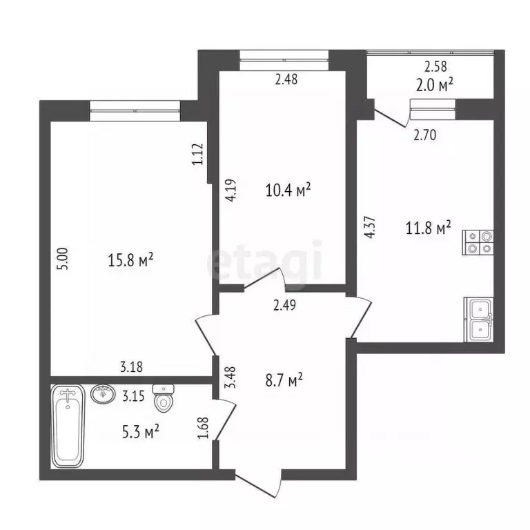 2-к кв. Краснодарский край, Анапа муниципальный округ, с. Супсех ул. ... - Фото 2