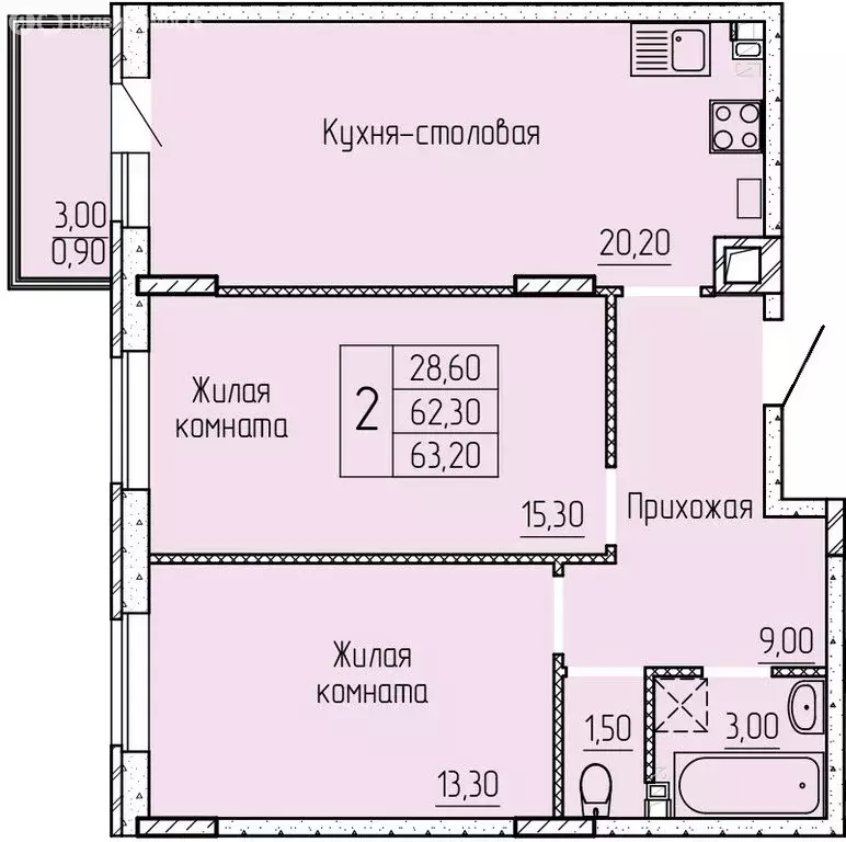 2-комнатная квартира: Батайск, улица Макаровского, 4к1 (64.3 м) - Фото 0