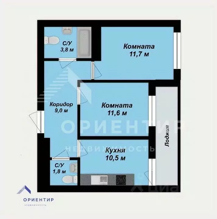 2-к кв. Свердловская область, Екатеринбург ул. Свердлова, 32 (53.3 м) - Фото 1