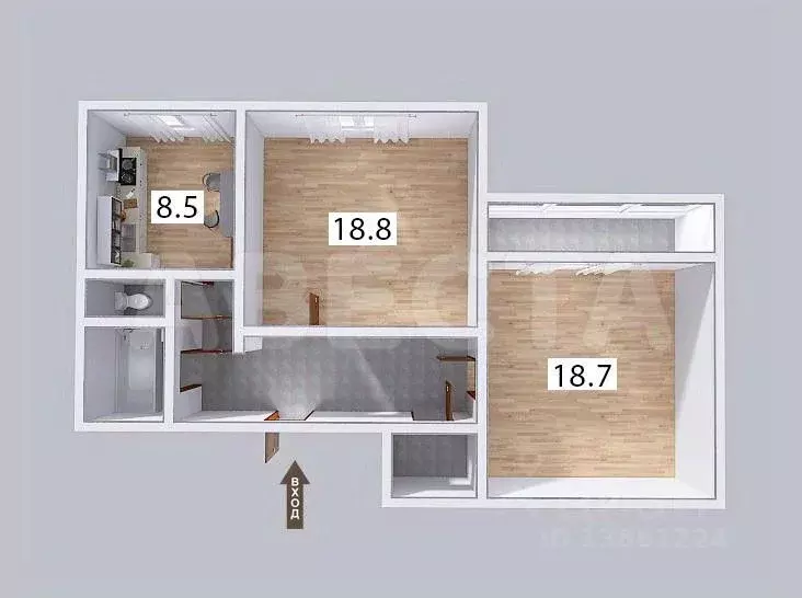 2-к кв. Омская область, Омск ул. Звездова, 129/1 (60.9 м) - Фото 1