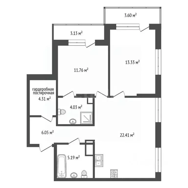 2-к кв. Тюменская область, Тюмень ул. Андрея Кореневского, 3 (67.1 м) - Фото 1