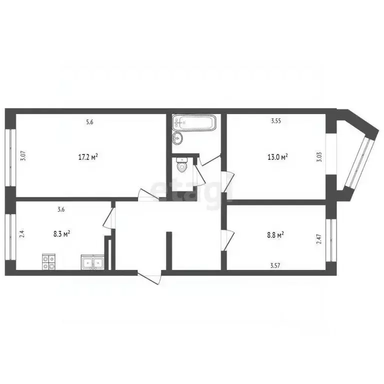 3-к кв. Камчатский край, Петропавловск-Камчатский пос. Заозерный, ул. ... - Фото 2