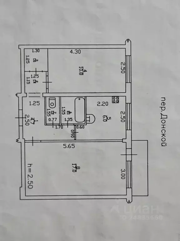 2-к кв. Алтайский край, Бийск Донской пер., 35 (44.8 м) - Фото 2