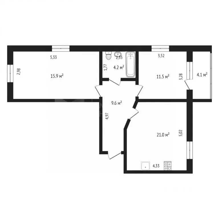 2-к кв. Тюменская область, Тюмень ул. Тимирязева, 130 (60.0 м) - Фото 2
