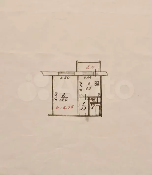 1-к. квартира, 35,7 м, 5/5 эт. - Фото 0