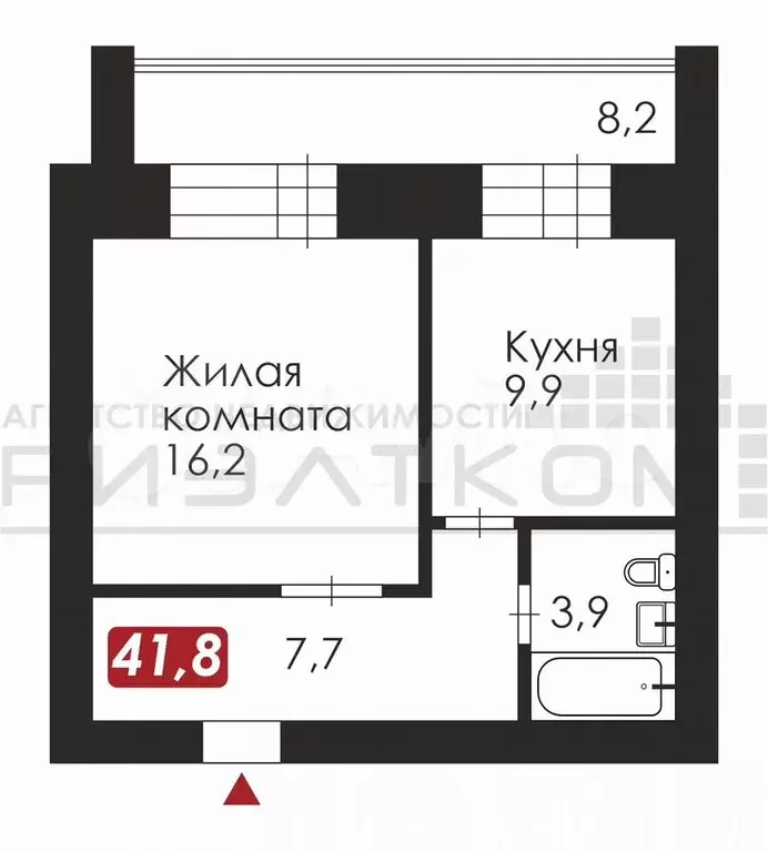 1-к. квартира, 42 м, 7/10 эт. - Фото 0