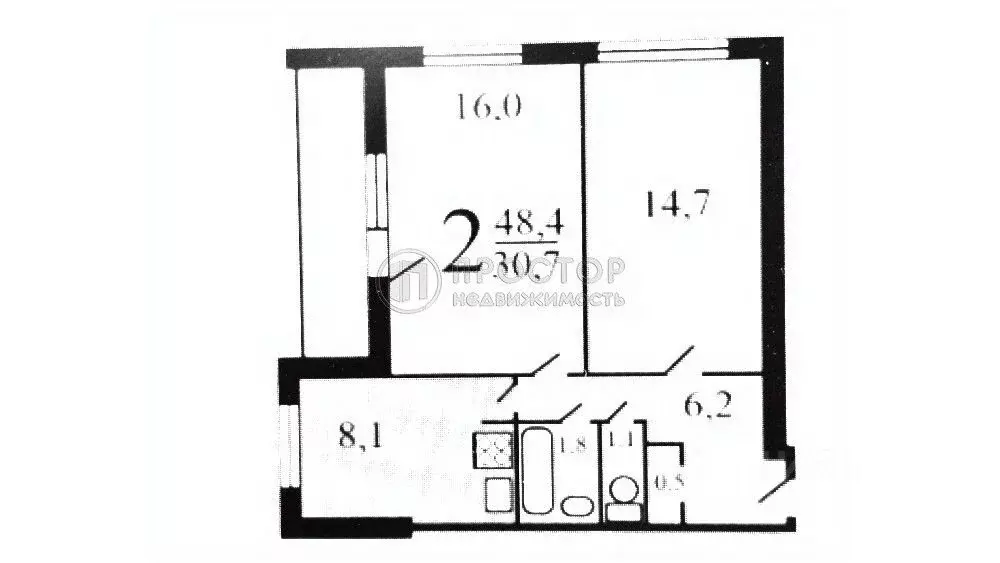 2-к кв. Москва ул. Чистова, 6 (45.7 м) - Фото 2