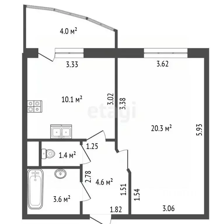 1-к кв. Санкт-Петербург просп. Сизова, 12к1 (41.6 м) - Фото 2