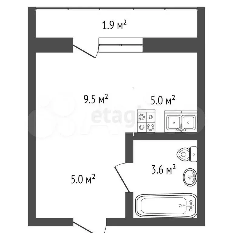 Квартира-студия, 23,1 м, 6/17 эт. - Фото 0