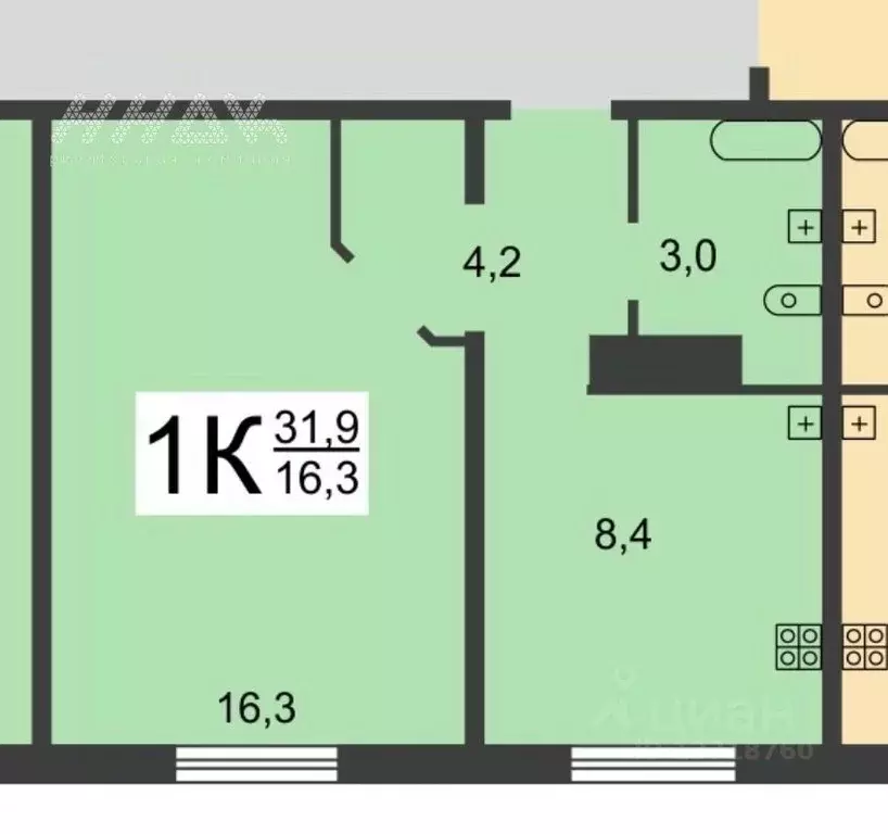 1-к кв. Нижегородская область, Нижний Новгород Бурнаковская ул., 91 ... - Фото 2